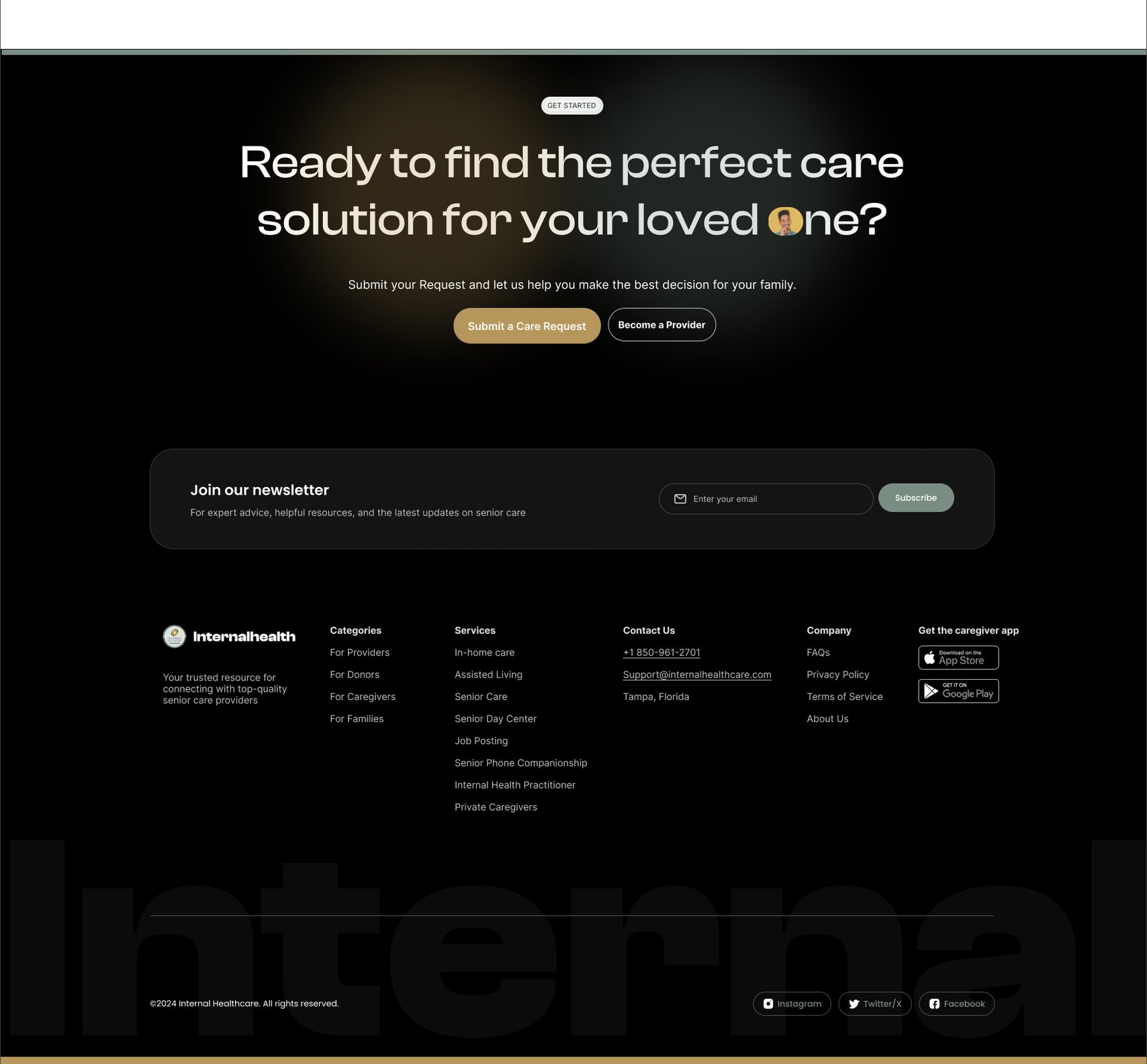The care request at the end of the page.